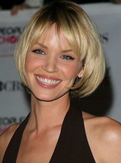 Short Bob Hairstyle Straight Human Hair With Bangs Lace Front Wig 8 Inches