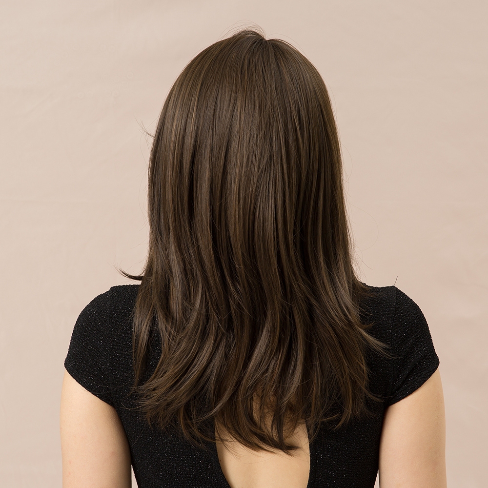 Long Layered Straight One Side Part Synthetic Hair Wig 14 Inches