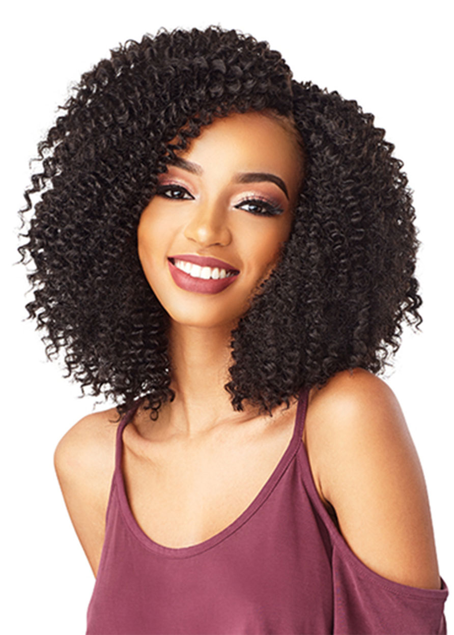 Medium Bob Hairstyles Women's Mid-Part Sexy Curly Synthetic Hair Wigs Rose Capless Wigs 16Inches