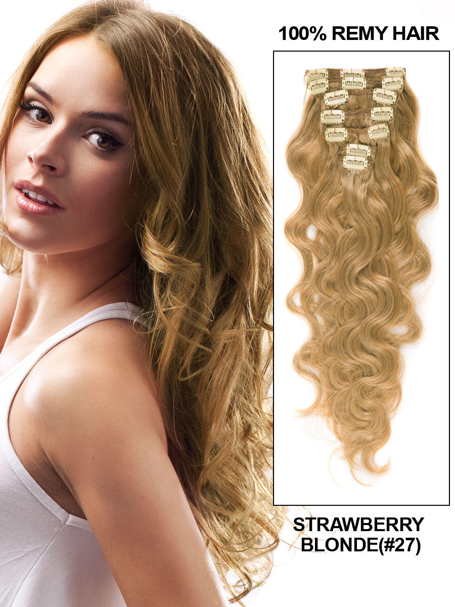 Remy Human Hair Wavy 7PCS Clip in Hair Extensions