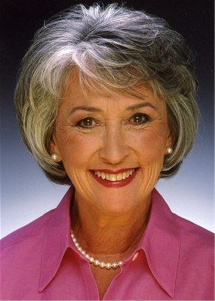 Short Wig With Bangs Layered Wavy Synthetic Hair Wig 12 Inches