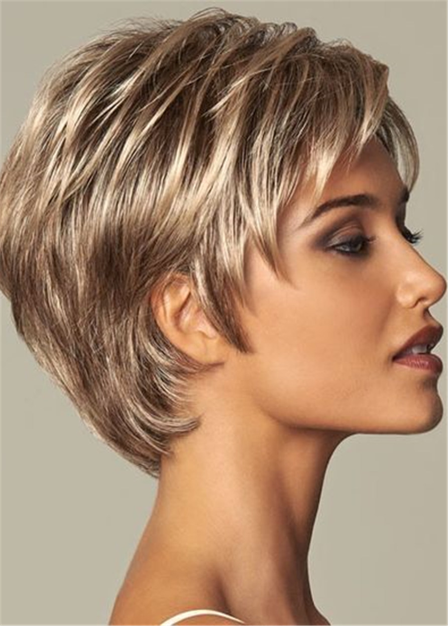 Short Layered Synthetic Capless Black Women Wigs