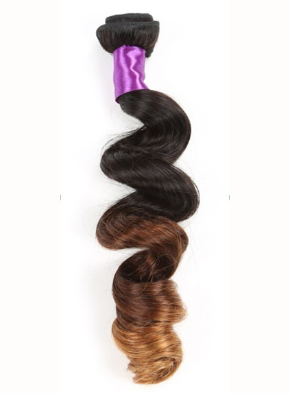 Ombre Color Wavy Human Hair Weave 1PC