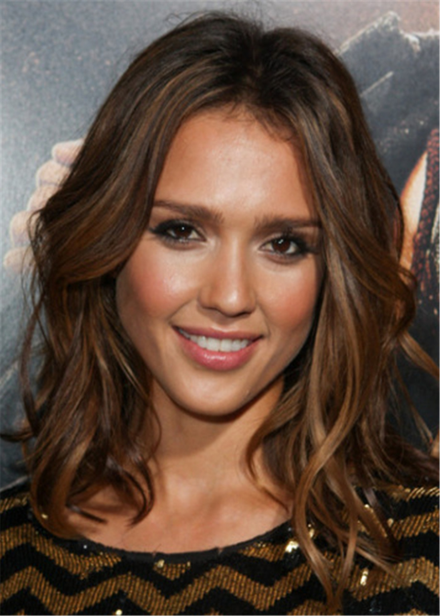 Jessica Alba Hairstyle Synthetic Wavy Hair Lace Front Wigs