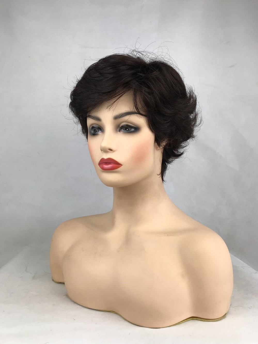 Women Short Natural Black Color Synthetic Hair Natural Straight Capless Wigs 10inch