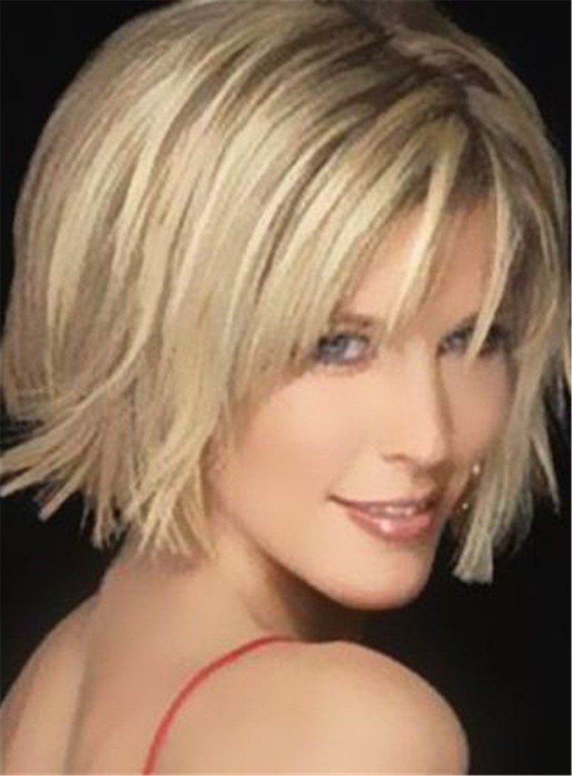 Hot Sale Short Straight Bob Hairstyle Capless Synthetic Wig 12 Inches