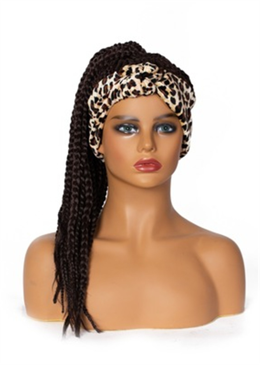 African American Braid Cut Headband Wig Synthetic Hair Long Wig