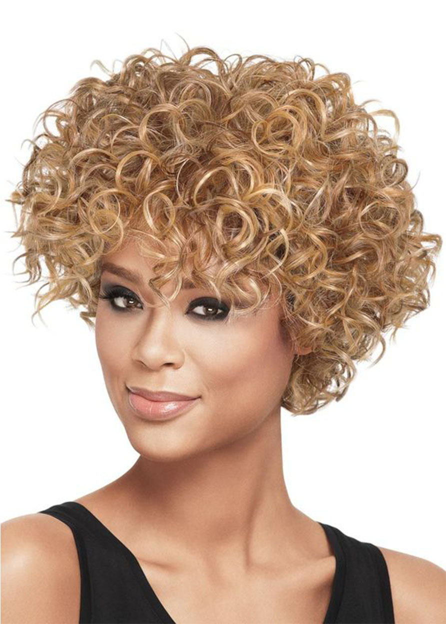 100% Human Hair Wigs For African American Women's Short Curly Lace Front Wigs 10Inch