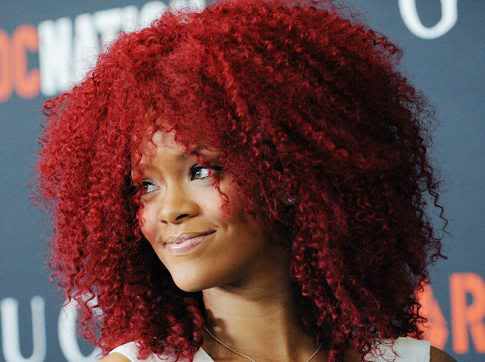 Custom 100% Human Remy Hair Rihanna Hot Style Medium Curly Red Color Full Lace Wig 16 Inches