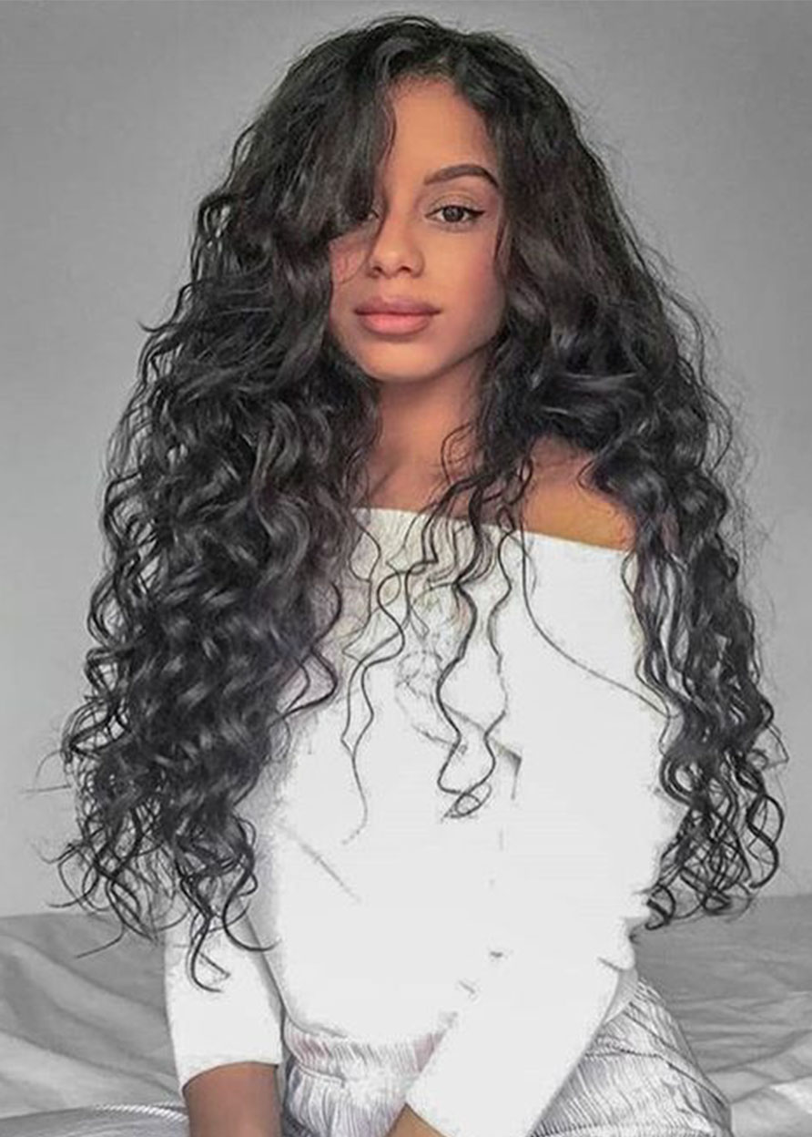 Lace Front Wig Loose Wave Guleless Human Hair Wigs For Black Women 120% Density with Baby Hair Natural Color 26 Inch