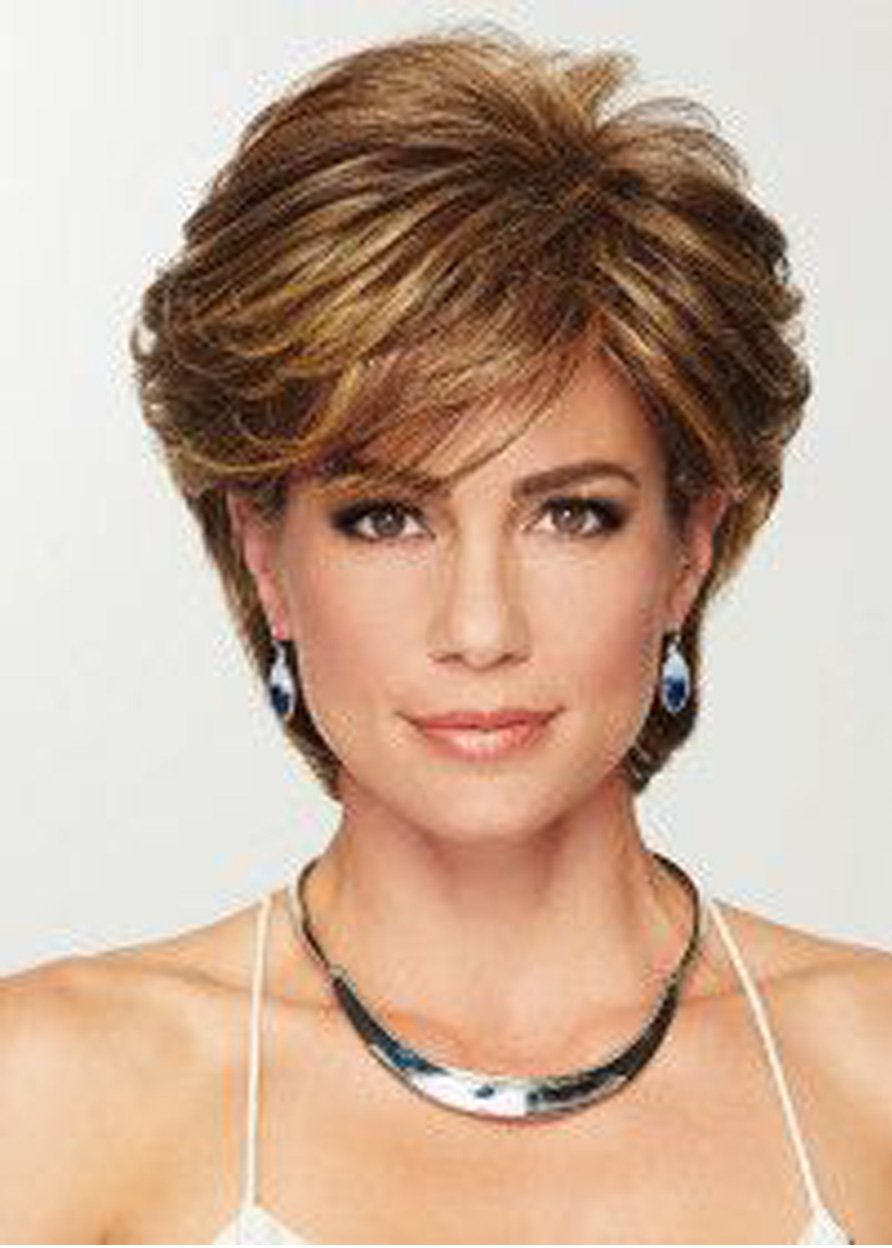 Short Blonde Color Curly Layered Synthetic Hair Lace Front Wigs 8 Inches
