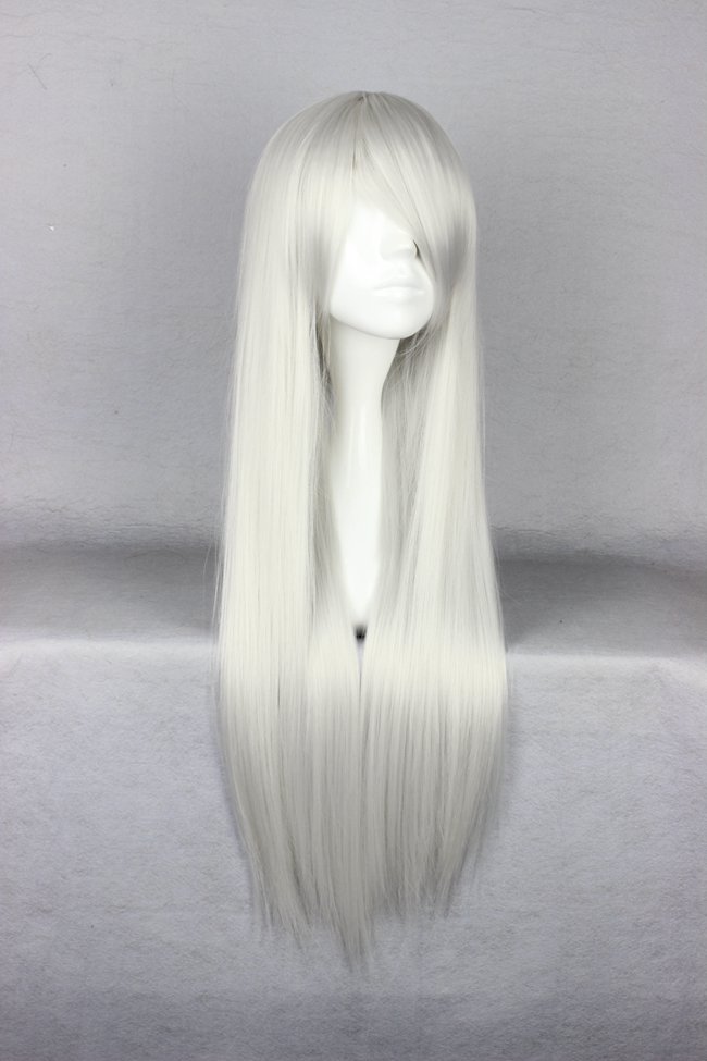 Conan Gin Hairstyle Long Straight Silver Cosplay Wigs 30 Inches