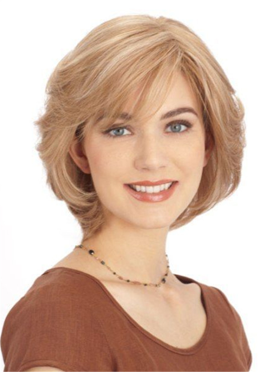 Medium Bob Style Wigs Synthetic Hair Natural Straight Women Wig 12 Inches