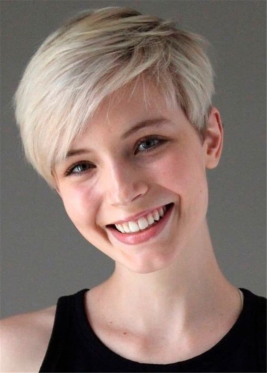 Short Pixie Cut Women's Straight Synthetic Hair Capless Wigs