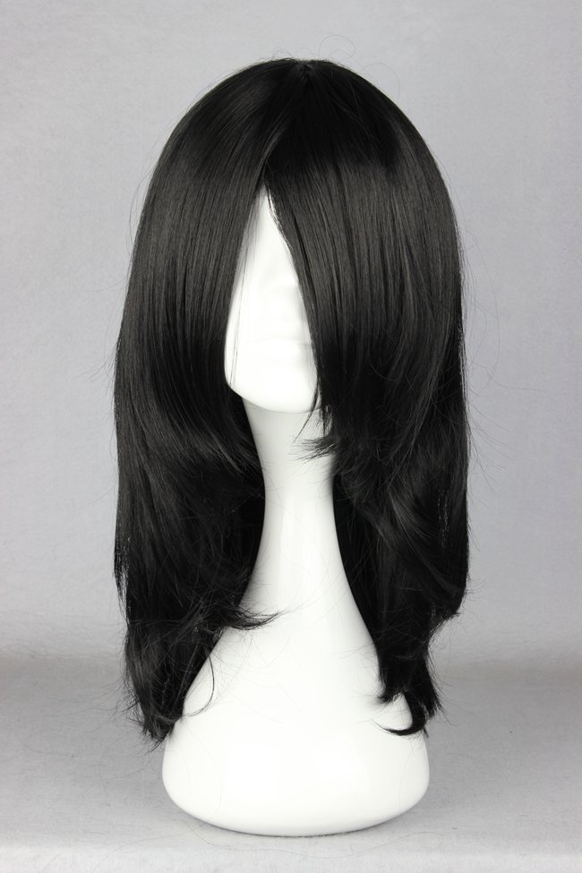 Natural Black Straight Synthetic Cosplay Wigs 18 Inches
