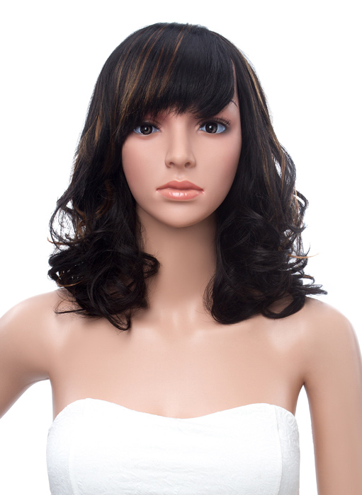 Hot Sale Medium Wave Capless Synthetic Wig 14 Inches