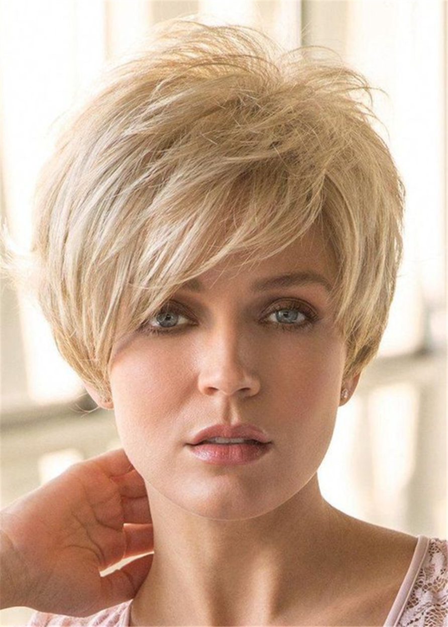 Pixie Cut Hairstyle Short Human Hair Straight Wig 10Inches