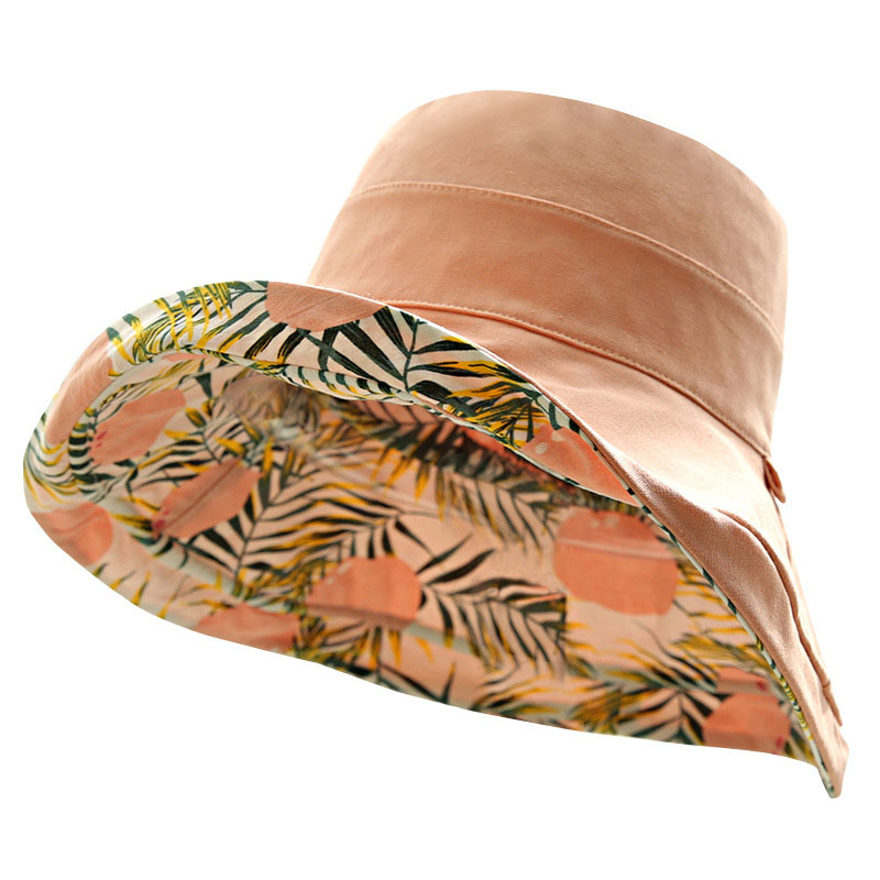 Women's Casual Patchwork Embellishment Wide Brim Flat Crown Plant Plain Pattern Bucket Hats