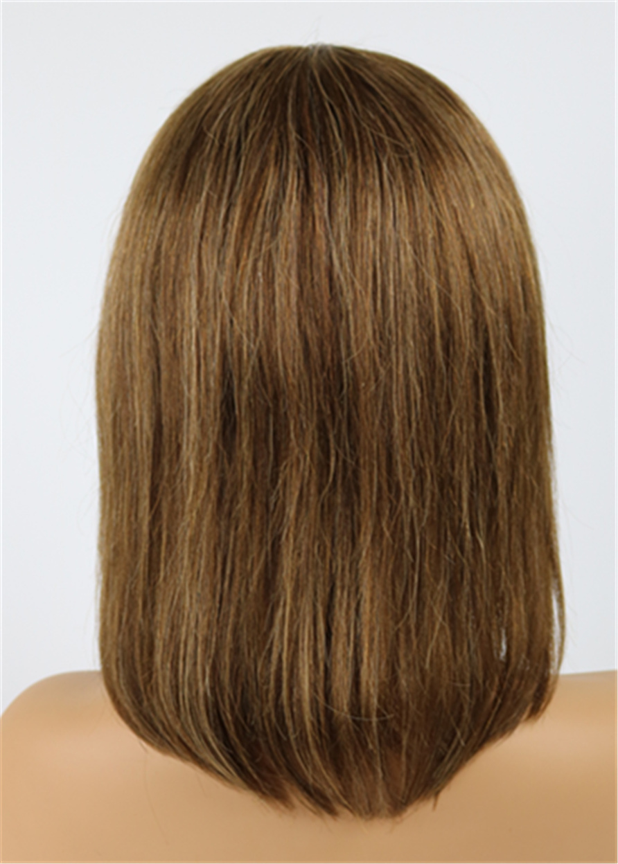Custom Pretty Heidi Klum Bob Hairstyle Layered Straight Wig 100% Human Hair 12 Inches