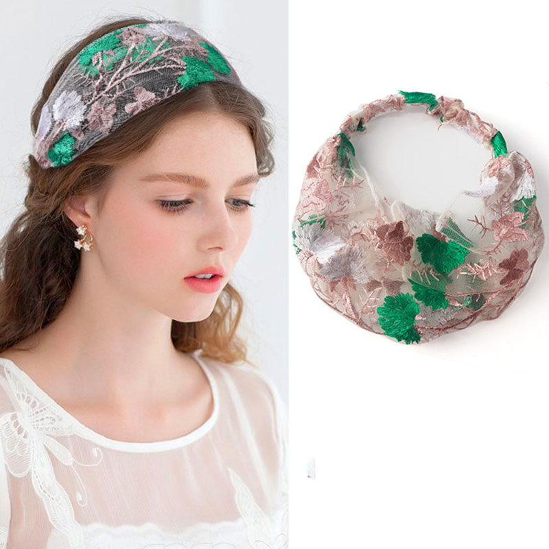 Women's Korean Style Floral Pattern Lace Material Hair Band Hair Accessories for Gift