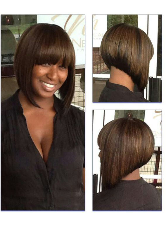 Full Bang Short Straight Bob Hairstyle Synthetic Capless Wigs 10 Inches