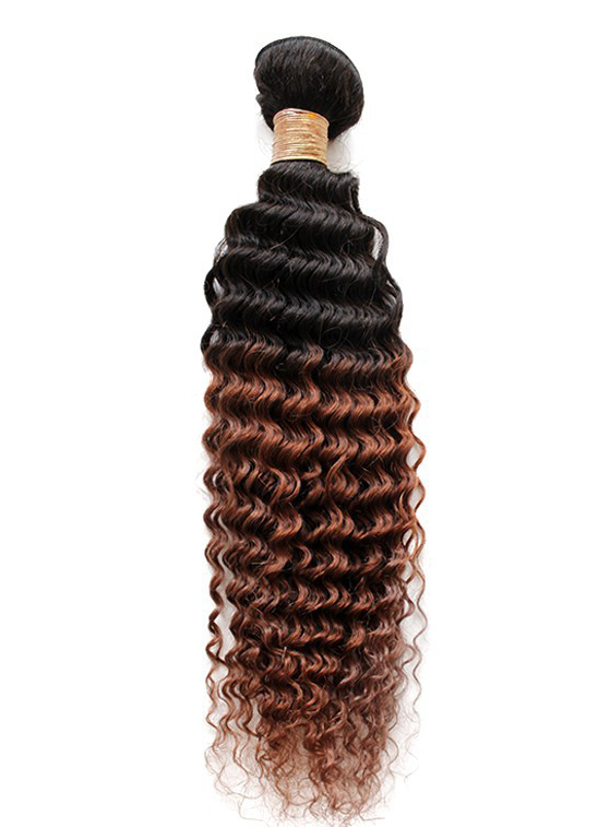 Curly Ombre 3 Tone Human Hair Weave 1 PC