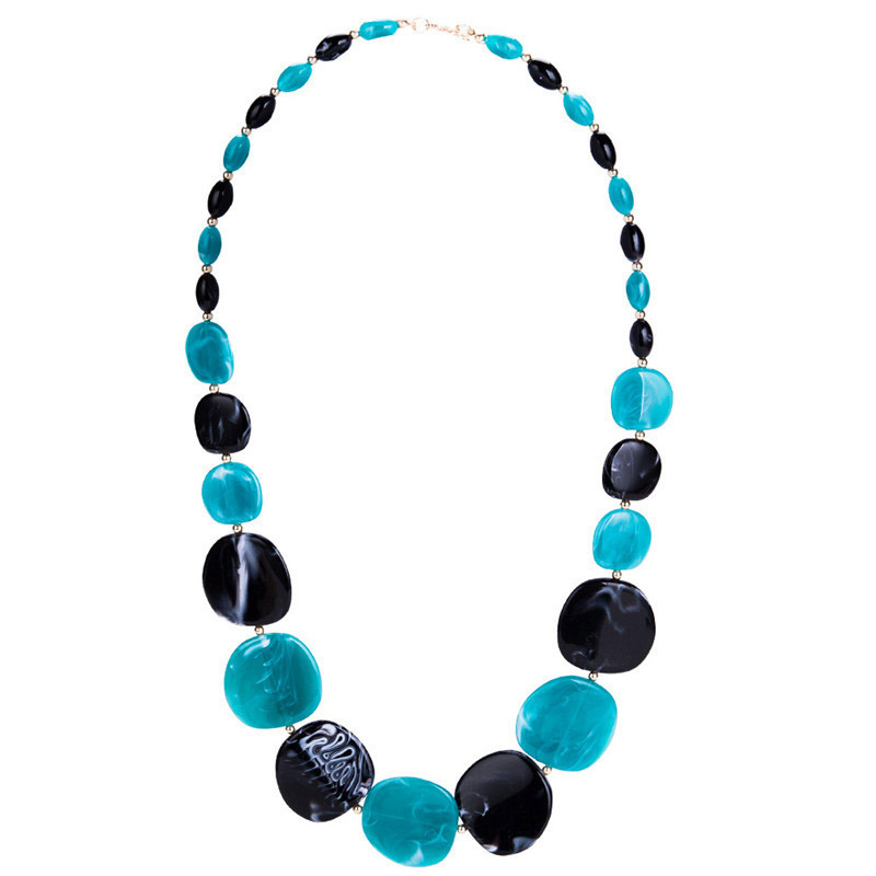 European Style Women's E-Plating Color Block Chain Necklace Acrylic Chain Necklace For Party