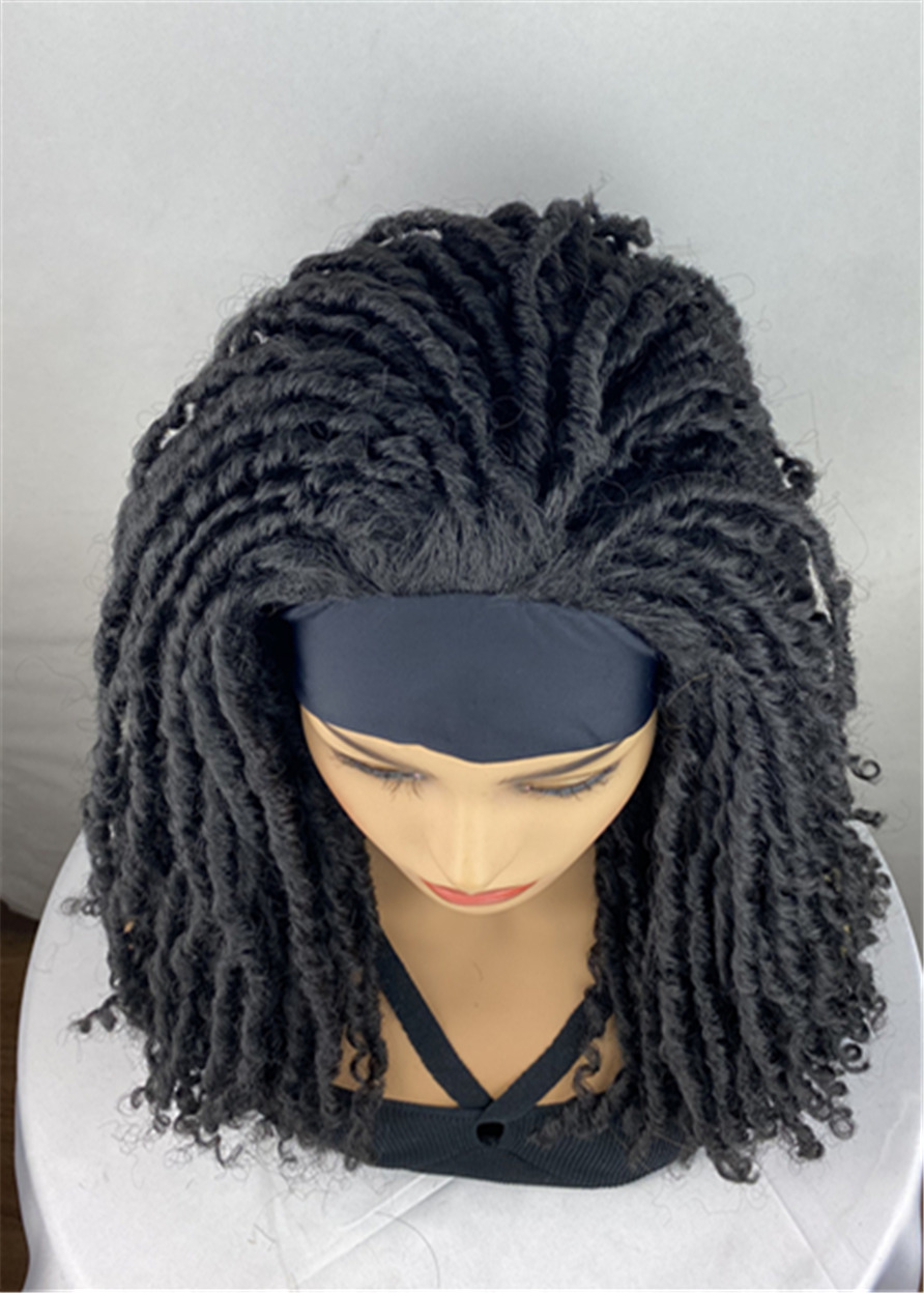 Afro American Twist Braid Hairstyle Headband Synthetic Hair Wigs With Band 18 Inches
