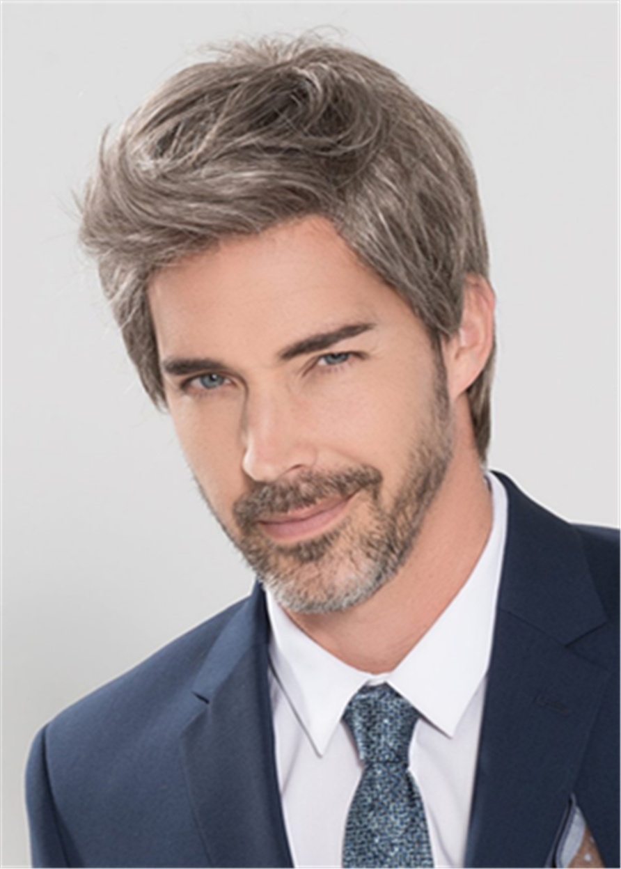 Side Part Short Straight Synthetic Hair Capless Men's Wig