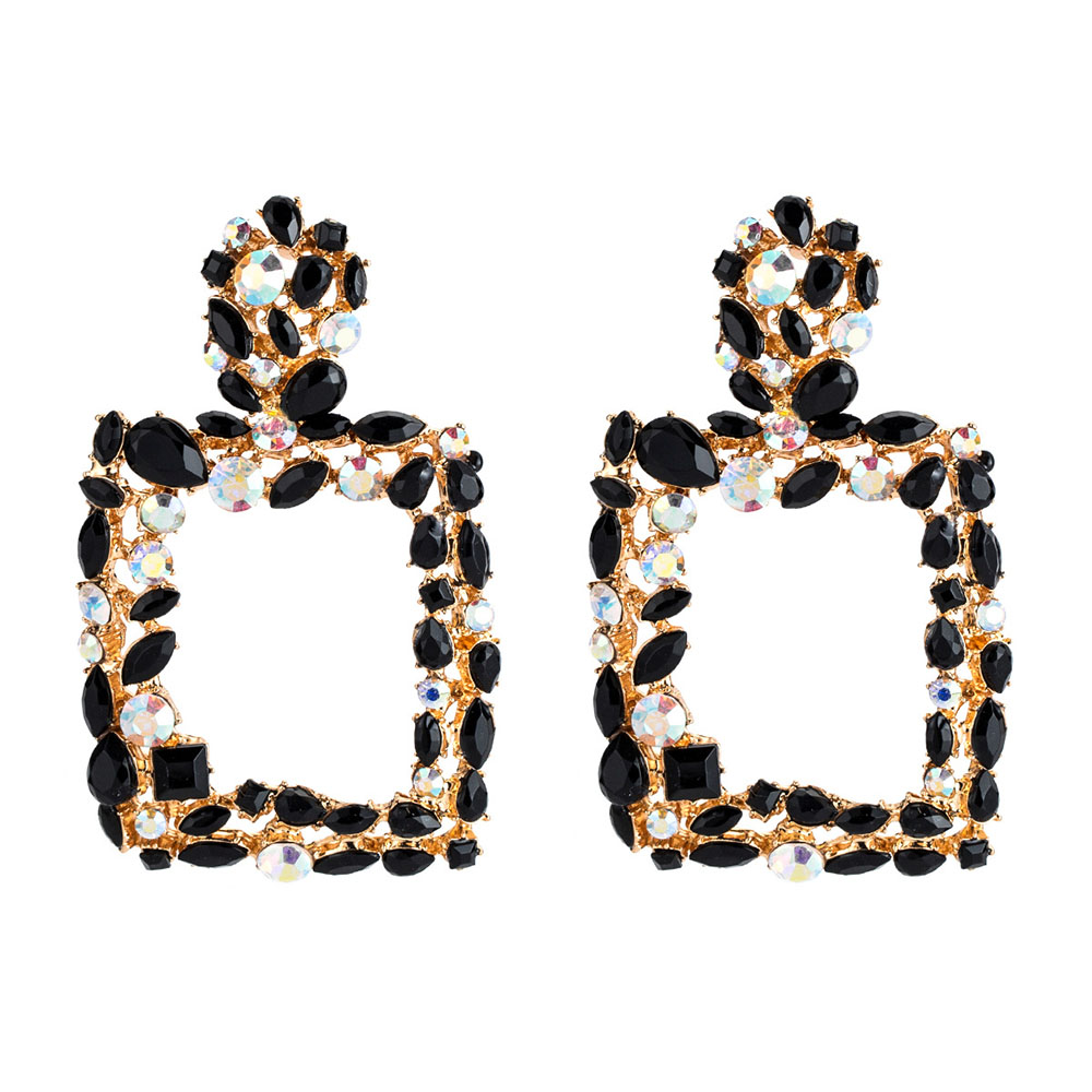 Square Diamante Hollow Out Earrings