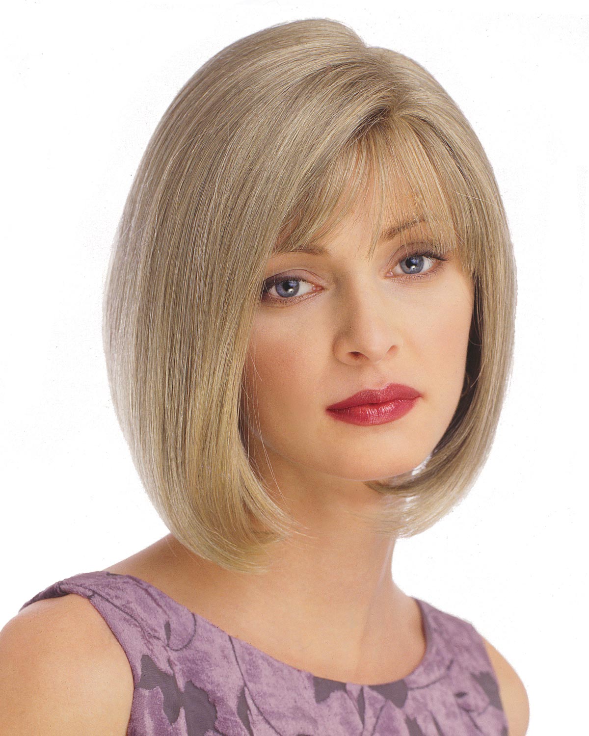 Women's Natural Straight Synthetic Hair With Bang Capless Wigs 14Inch