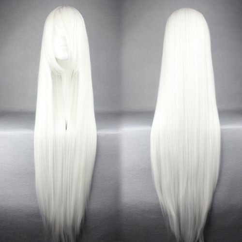 InuYasha Hairstyle Long Straight White Cosplay Wig 30 Inches