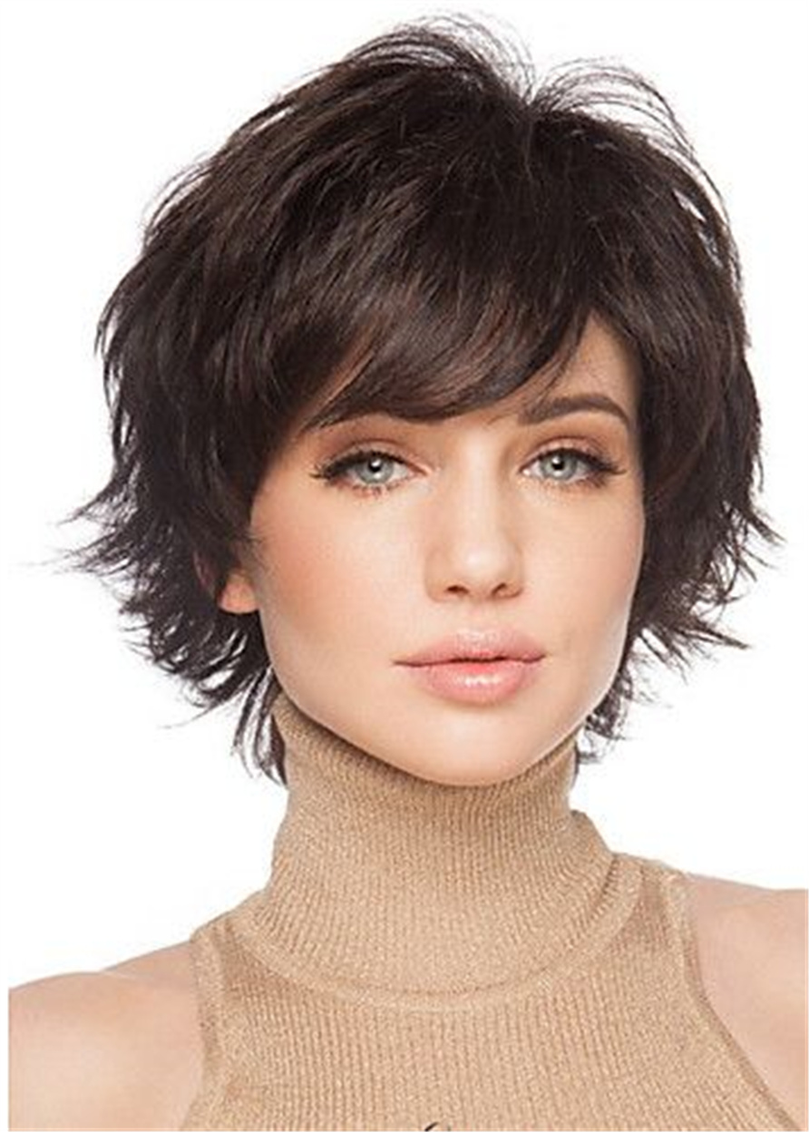 Cute Short Hairstyle Human Natural Straight Women Wig 10 Inches