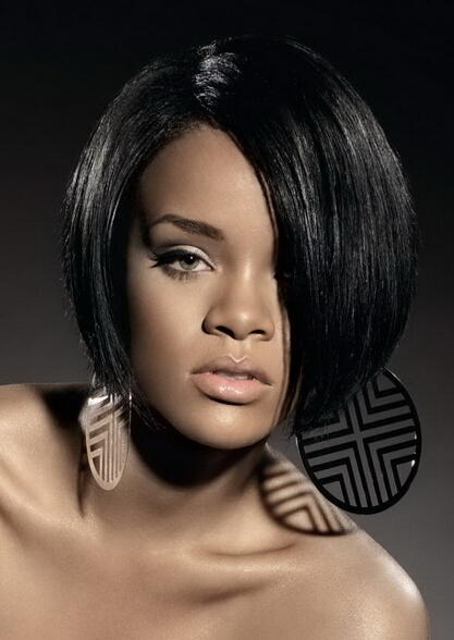 Rihanna Smart Bob Hairstyle Short Straight Capless Synthetic Hair 10 Inches