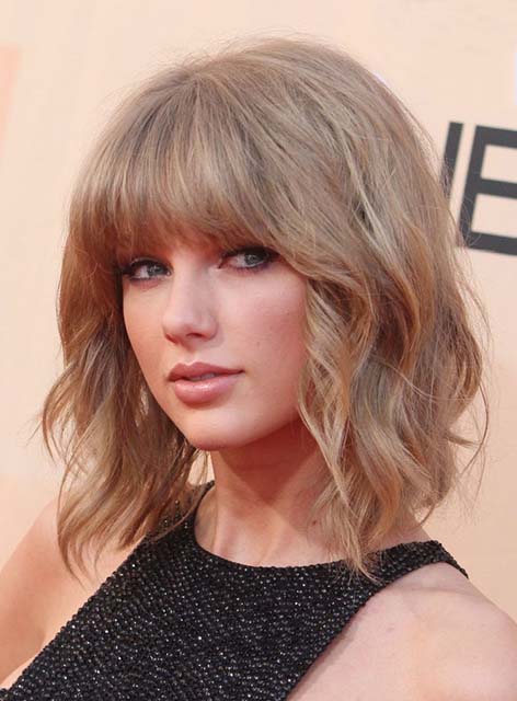 Taylor Swift Medium Bob Wave Hairstyle Capless Human Hair Wig 12 Inches