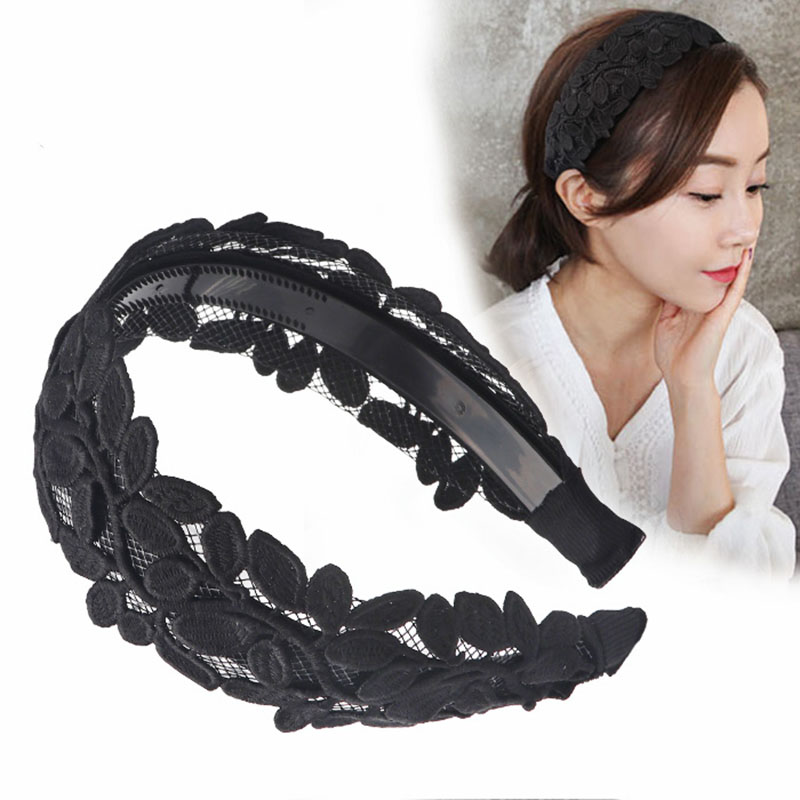 Adult Women's Korean Style Leaf Pattern Lace Technic Hair Band Hair Accessiores For Gift