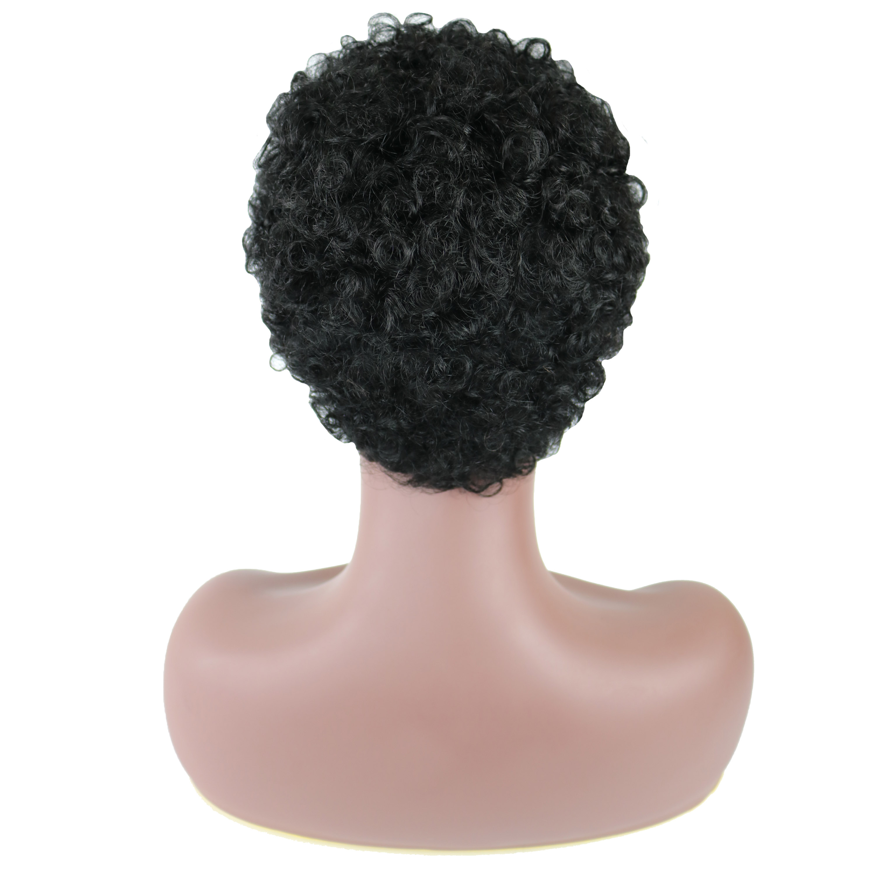 African American Short Kinky Curly Human Hair Capless Wigs