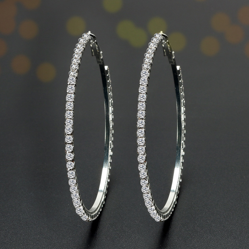 Adult Women/Ladies European Style Plain Pattern Silver Hoop Earrings