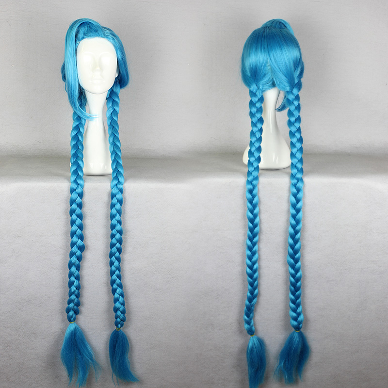 Long Braided Blue Synthetic Hair Cosplay Wigs 50 Inches