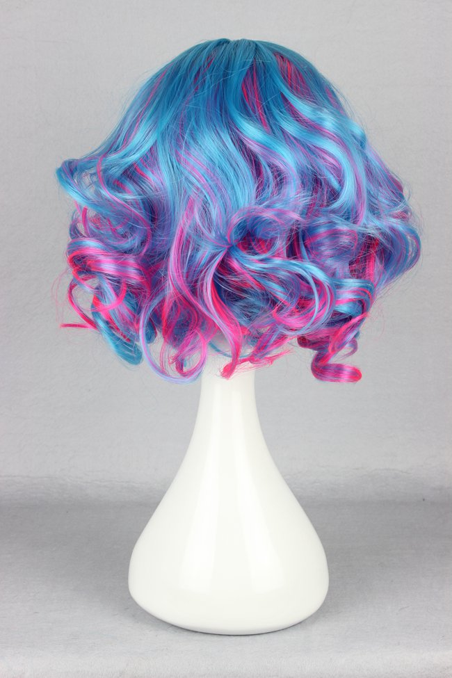 Japanese Lolita Style Mixed Color Blue and Pink Cosplay Wigs 12 Inches