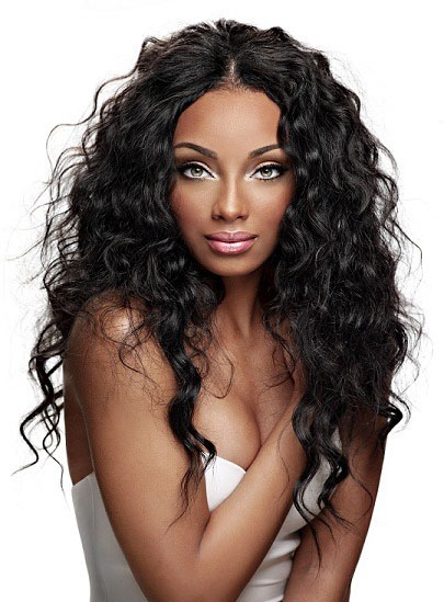 African American Hairstyle Long Curly Lace Wig 100% Human Hair 24 Inches