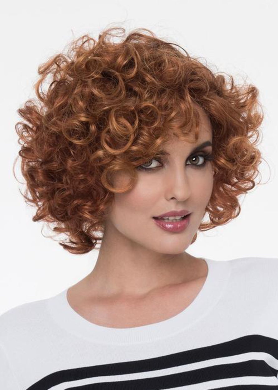 Natural Looking Women's Short Hairstyles Ginger Curly Synthetic Hair Capless Wigs 12Inch