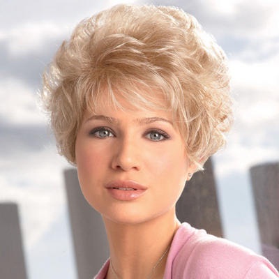 Hot Sale Noble Short Curly Capless Blonde Synthetic Hair Wig