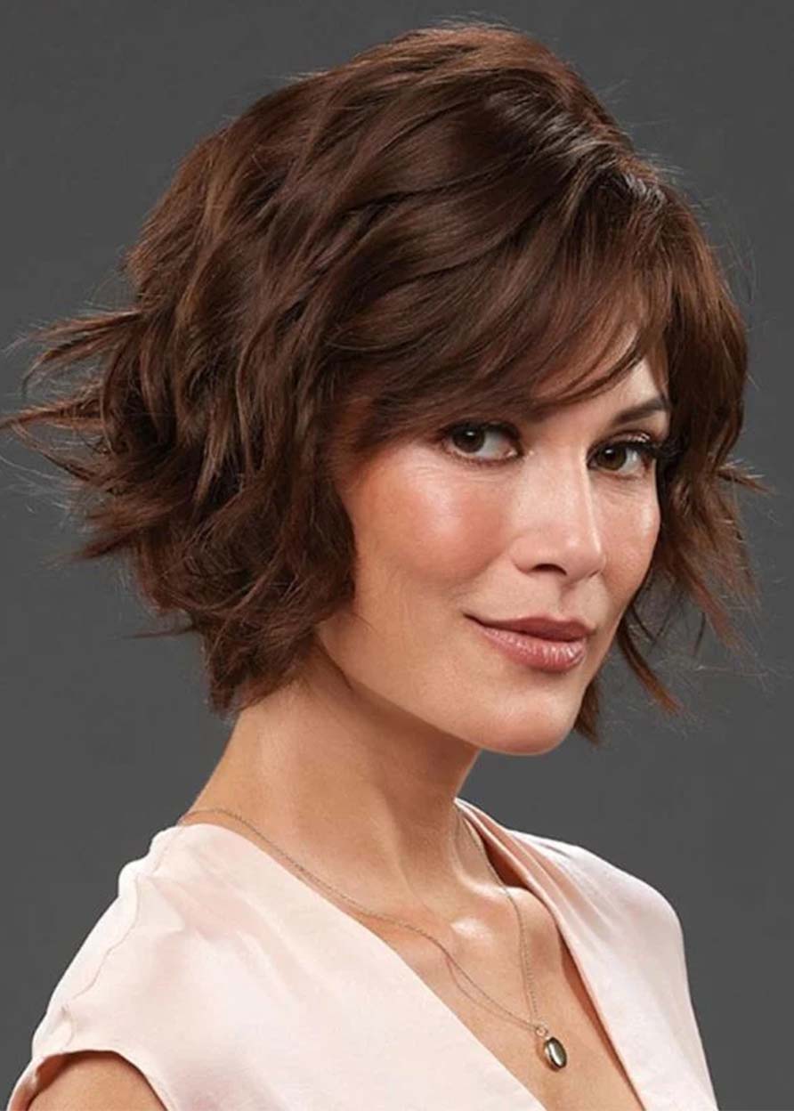 Short Layered Hairstyles Women's Wavy Synthetic Hair Capless Wigs 10Inch