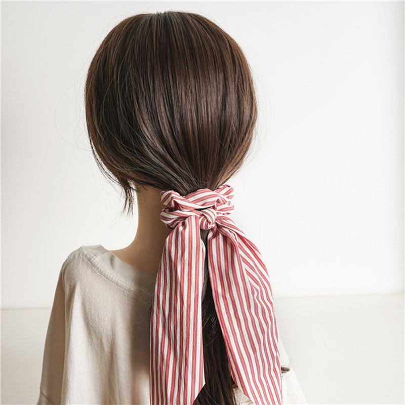 Women's Stripe Pattern Cloth Material Hair Rope For Brithday Party Gift