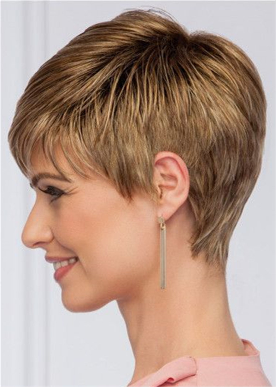 Short Layered Boy Cut Human Hair Straight Lace Front Wig 10 Inches