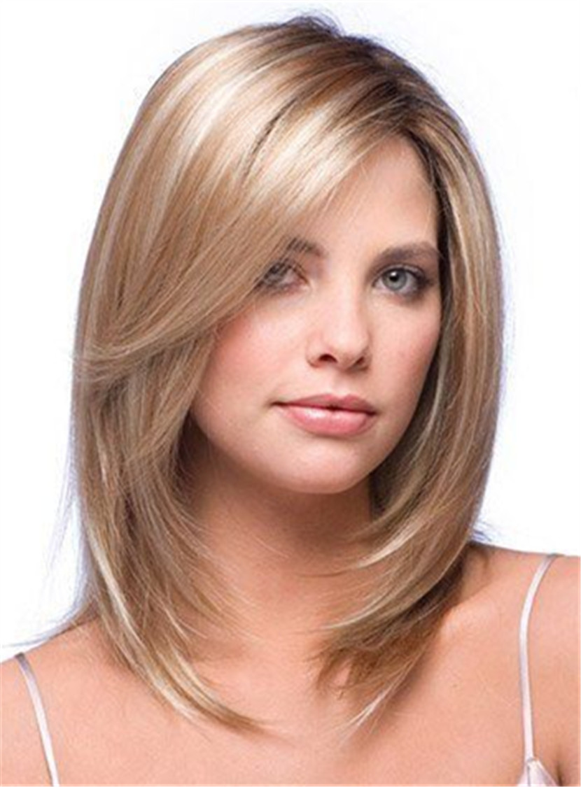 Long Side Parting Straight Synthetic Double Color Lace Front Wig 16 Inches