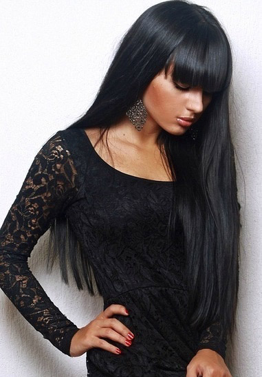 Monofilament Top Best 100% Remy Human Hair Long Straight Black Wig 24 Inches
