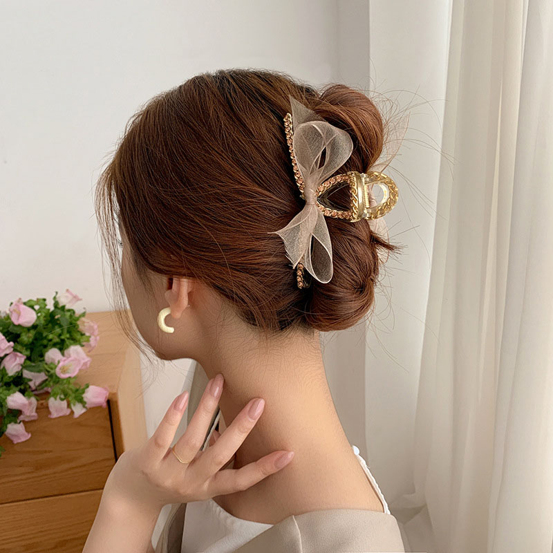 Korean Style Women's Bowknot Pattern Rhinestone Hair Claw Accessories For Party