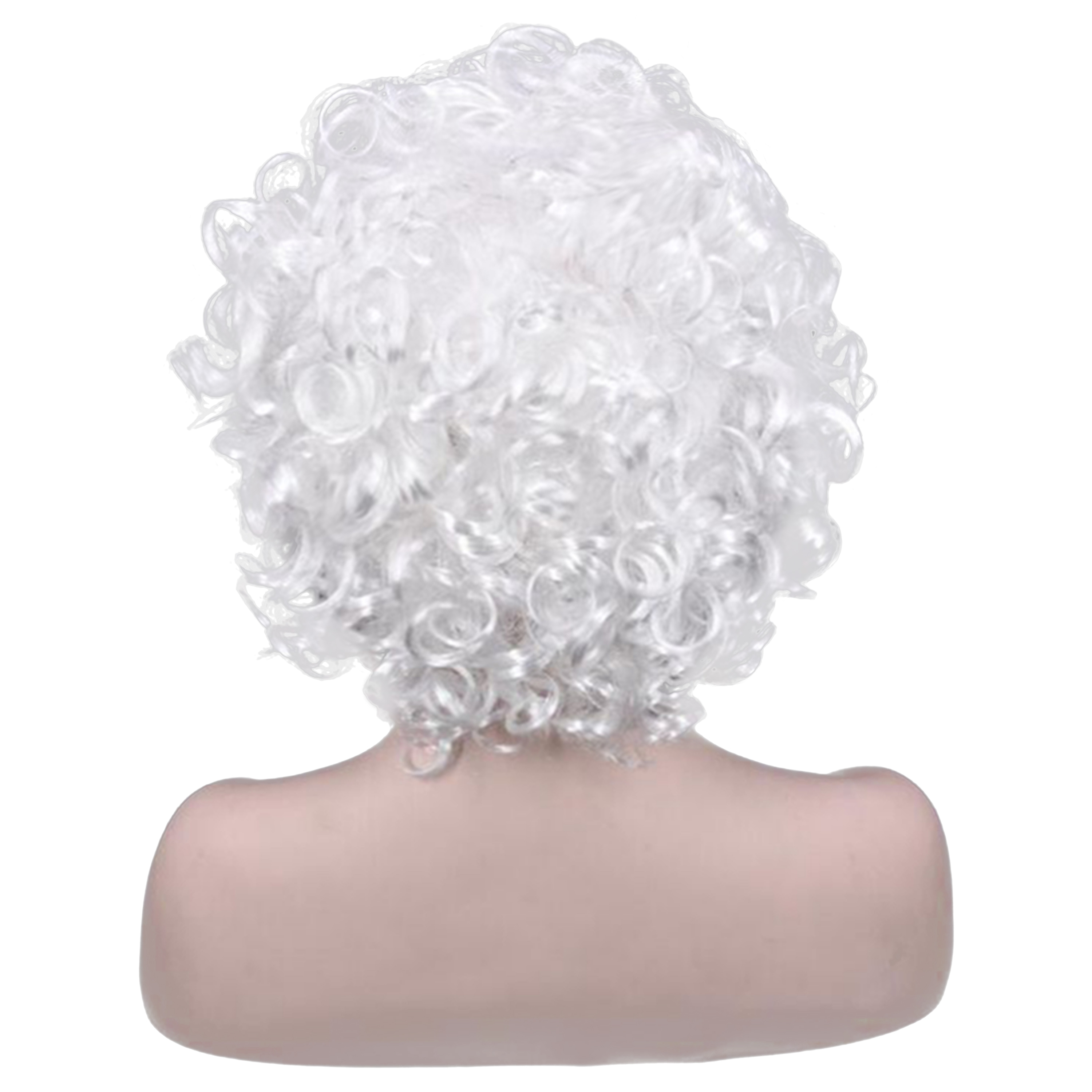 Santa White Synthetic Hair Curly Wigs With Beard Capless Wigs 12 Inches